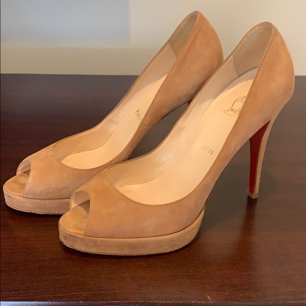 Christian Louboutin Peep Toe Suede Heels